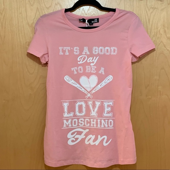LOVE MOSCHINO "It's A Good Day" Pink T-Shirt - Picture 2 of 11